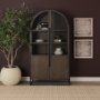 70828 - Sloan 42W x 80H Dark Brown Wood W/Black Metal Arched Curio Cabinet