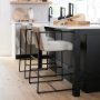 68764V - Stamford 36.5" Light Beige Upholstered Seat w/ Wood Back, Metal Frame Counter Stool