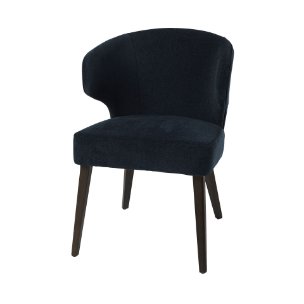 Niles Wingback Dining Side Chair | Navy Fabric w/ Dark Brown Wooden