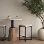 68444V - Frodo 26.5H Seat Height White Fabric Seat Black Metal Base Stool
