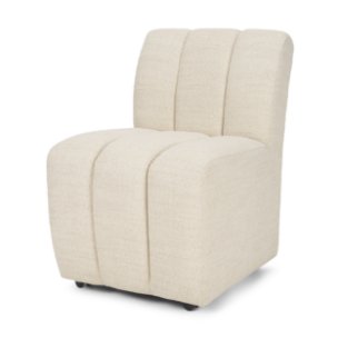 Wilkins Barrel Back Dining Arm Chair | Beige Fabric w/ Wood