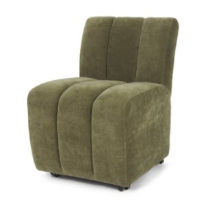 Wilkins Barrel Back Dining Arm Chair | Moss Olive Fabric w/ Wood