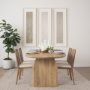 69349V - Clara Light Brown Beech Wood W/ Cream Fabric Seat and Cane Back Armless Dining Chair