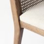 69349V - Clara Light Brown Beech Wood W/ Cream Fabric Seat and Cane Back Armless Dining Chair