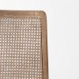 69349V - Clara Light Brown Beech Wood W/ Cream Fabric Seat and Cane Back Armless Dining Chair