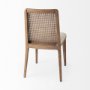 69349V - Clara Light Brown Beech Wood W/ Cream Fabric Seat and Cane Back Armless Dining Chair