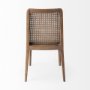 69349V - Clara Light Brown Beech Wood W/ Cream Fabric Seat and Cane Back Armless Dining Chair
