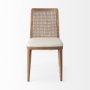 69349V - Clara Light Brown Beech Wood W/ Cream Fabric Seat and Cane Back Armless Dining Chair
