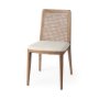 69349V - Clara Light Brown Beech Wood W/ Cream Fabric Seat and Cane Back Armless Dining Chair