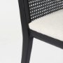 69350V - Clara Black Beech Wood W/ Cream Fabric Seat and Cane Back Armless Dining Chair