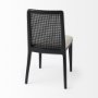 69350V - Clara Black Beech Wood W/ Cream Fabric Seat and Cane Back Armless Dining Chair