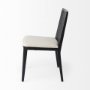 69350V - Clara Black Beech Wood W/ Cream Fabric Seat and Cane Back Armless Dining Chair