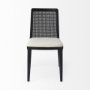 69350V - Clara Black Beech Wood W/ Cream Fabric Seat and Cane Back Armless Dining Chair