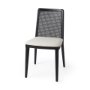 69350V - Clara Black Beech Wood W/ Cream Fabric Seat and Cane Back Armless Dining Chair