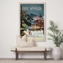 14395 - Blue Mountain by Simeng a Framed Art Print Matted under Glass