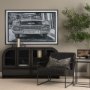 15873 - Classic Old Chevy in Havana Cuba by Richard Silver Textured  Framed Art Print Matted under Glass