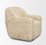 71203-AB - Huntley Cream Faux Fur Fabric Swivel Accent Chair