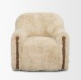 71203-AB - Huntley Cream Faux Fur Fabric Swivel Accent Chair