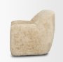 71203-AB - Huntley Cream Faux Fur Fabric Swivel Accent Chair