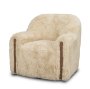 71203-AB - Huntley Cream Faux Fur Fabric Swivel Accent Chair