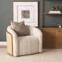 71202-AB - Fonda Cream Fabric w/ Natural Jute Swivel Accent Chair