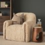71203-AB - Huntley Cream Faux Fur Fabric Swivel Accent Chair