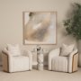 71202-AB - Fonda Cream Fabric w/ Natural Jute Swivel Accent Chair