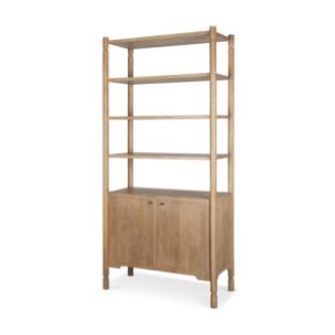Phil Light Brown Wood 2 Door 3 Shelves Open Shelving Unit 
