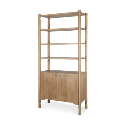 71129 - Phil Light Brown Wood 2 Door 3 Shelves Open Shelving Unit 