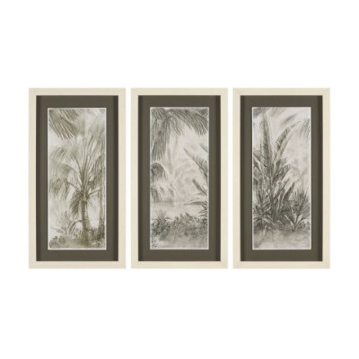 15971 - Tropical Coast (Set of 3) by Mercana Studio Hand Embelished Framed Artwork Matted under Glass