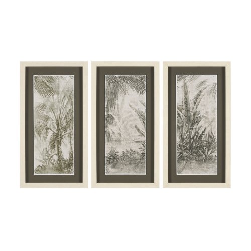 15971 - Tropical Coast (Set of 3) by Mercana Studio Hand Embelished Framed Artwork Matted under Glass