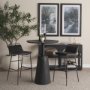 68766 - Kavalan 37.5" Total Height Ebony Leather Seat Black Metal Frame Bar Stool
