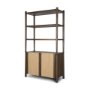 71280 - Bondi 2 Door Open Dark Brown Wood w/ Paper Rope Shelving Unit