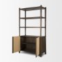 71280 - Bondi 2 Door Open Dark Brown Wood w/ Paper Rope Shelving Unit