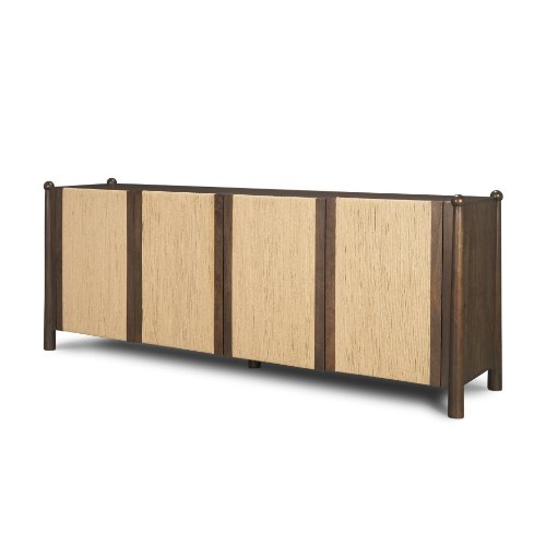 71281 - Bondi 85" Dark Brown Wood w/ Paper Rope 4 Door Closed Sideboard