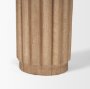 71286-AB - Marbrello Botticino Marble Top Light Brown Fluted Wood Half Moon Console Table