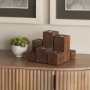 68453 - Cassius Light Brown Nine Wood Block Table Candle Holder 
