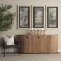 69733 - Cambie 29.0L x 6.0W x 9.0H Natural Wood W/Black Metal Candle Holders