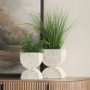 70551 - Medina Off White w/ Gold Antiquing Tall Metal Planters (Set of 2)