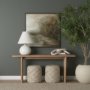 69449 - Esfera 17.7L x 15.7W x 15.7H Beige Chevron Woven Round Pouf