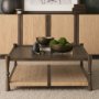 71278 - Bondi 42" Dark Brown Wood w/ Paper Rope Shelf Square Coffee Table