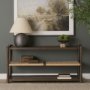 71279 - Bondi Dark Brown Wood w/ Paper Rope Shelf Console Table