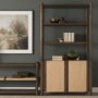 71280 - Bondi 2 Door Open Dark Brown Wood w/ Paper Rope Shelving Unit