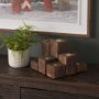 68453 - Cassius Light Brown Nine Wood Block Table Candle Holder 