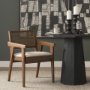 71245 - Reid Framed Brown Cane Cream Fabric Dining Armchair