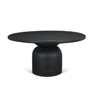 Atlas 60" Round Pedestal Dining Table | Modern | Black Wood | Seats 6