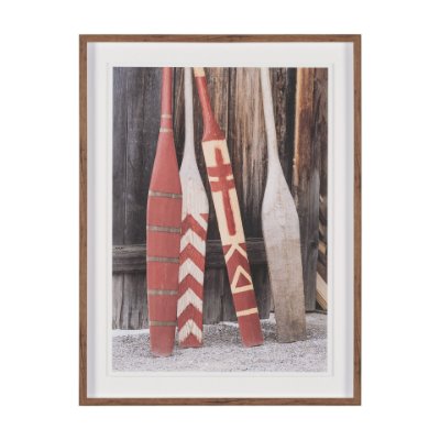 15953 - Canoe Paddles by Deborah Revell Hand Embelished Framed Art Print Matted under Glass