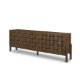 71294 - Trellyn Dark Brown Solid Wood 4-Door w/ Carved Woven Doors Closed Sideboard