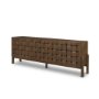 71294 - Trellyn Dark Brown Solid Wood 4-Door w/ Carved Woven Doors Closed Sideboard