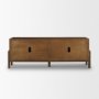 71294 - Trellyn Dark Brown Solid Wood 4-Door w/ Carved Woven Doors Closed Sideboard